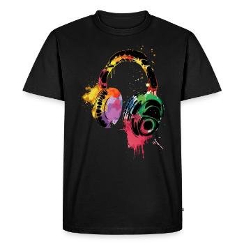 Music Headphones, Musician, Music Gift - Men's Premium Organic T-Shirt - black - Front - Nico (187cm)