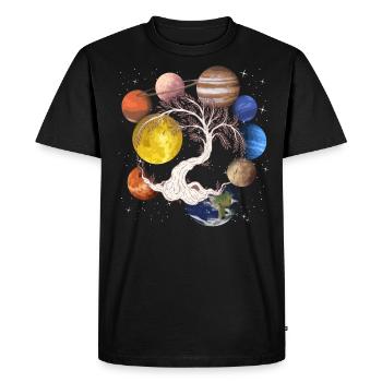 Arbre De Vie Et La Planète, Système Solaire - T-shirt Premium bio Homme - noir - Devant - Nico (187cm)