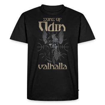 Sons of odin, valhalla, walhalla, Vikings - Men's Premium Organic T-Shirt - black - Front - Nico (187cm)