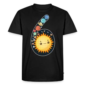 6ème anniversaire des enfants, espace, système solaire - T-shirt Premium bio Homme - noir - Devant - Nico (187cm)