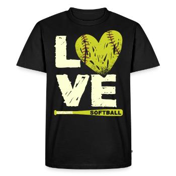 J’aime le softball, le softball - T-shirt Premium bio Homme - noir - Devant - Nico (187cm)