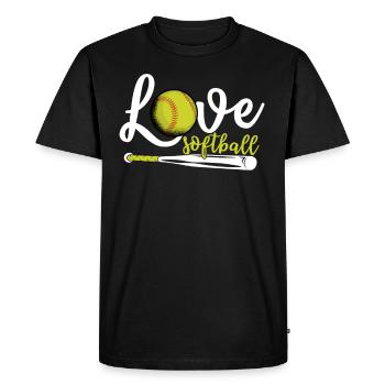 J’aime le softball, le softball - T-shirt Premium bio Homme - noir - Devant - Nico (187cm)