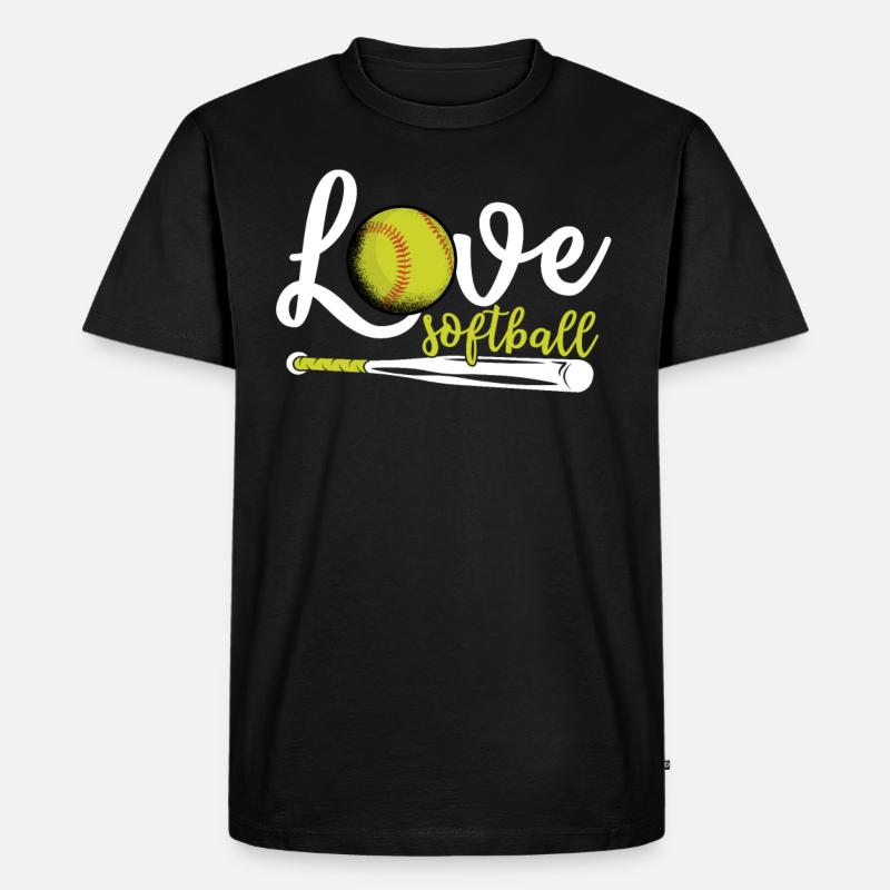 Ich Liebe Softball, Softball - Männer Premium Bio T-Shirt - Schwarz
