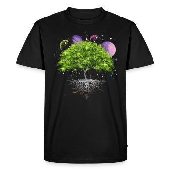 Arbre de la galaxie de la vie, planètes, système solaire, - T-shirt Premium bio Homme - noir - Devant - Nico (187cm)