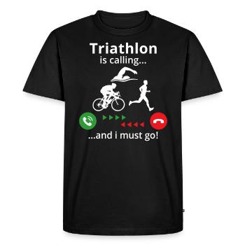 Triathlon is calling and i must go - Men's Premium Organic T-Shirt - black - Front - Nico (187cm)