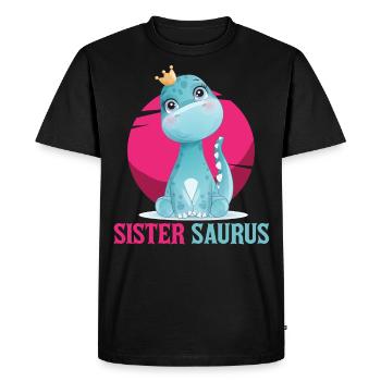 Sœur Saurus, dinosaure, Dino, soeur - T-shirt Premium bio Homme - noir - Devant - Nico (187cm)