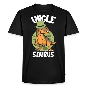 Oncle Saurus, cadeau d’oncle, dinosaure - T-shirt Premium bio Homme - noir - Devant - Nico (187cm)