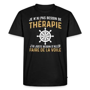 j'ai juste besoin d'aller faire de la voile - T-shirt Premium bio Homme - noir - Devant - Nico (187cm)
