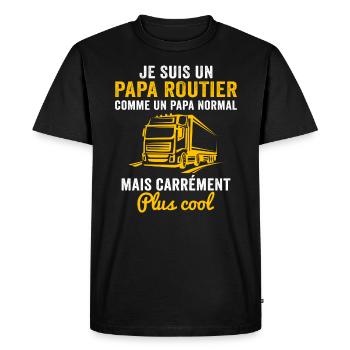 Je suis un papa routier cadeau routier chauffeur - T-shirt Premium bio Homme - noir - Devant - Nico (187cm)