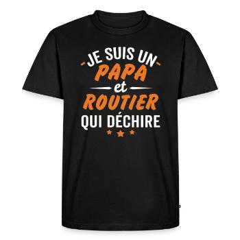 je suis un papa et routier qui déchire - T-shirt Premium bio Homme - noir - Devant - Nico (187cm)
