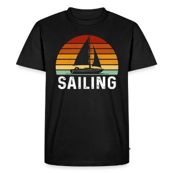 retro sailing captain sail t-shirt sailboat - Men's Premium Organic T-Shirt - black - Front - Nico (187cm)