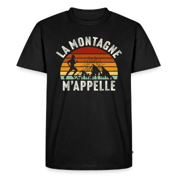 La montagne m'appelle trail running - T-shirt Premium bio Homme - noir - Devant - Nico (187cm)