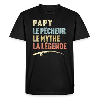 papy le pêcheur le mythe la légende - T-shirt Premium bio Homme - noir - Devant - Nico (187cm)