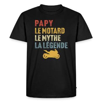 Papy le motard le mythe la légende - T-shirt Premium bio Homme - noir - Devant - Nico (187cm)