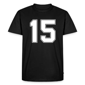 15 ans numéro maillot 15 - T-shirt Premium bio Homme - noir - Devant - Nico (187cm)