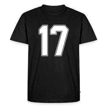 17 ans numéro maillot 17 - T-shirt Premium bio Homme - noir - Devant - Nico (187cm)