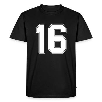 16 ans numéro maillot 16 - T-shirt Premium bio Homme - noir - Devant - Nico (187cm)