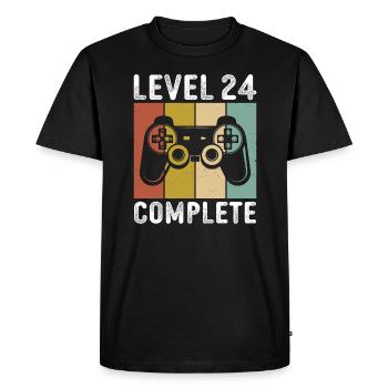 Level 24 Complete t-shirt gamer 24 - T-shirt Premium bio Homme - noir - Devant - Nico (187cm)