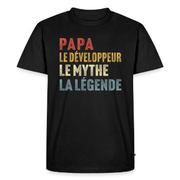 Papa le développeur le mythe la légende - T-shirt Premium bio Homme - noir - Devant - Nico (187cm)