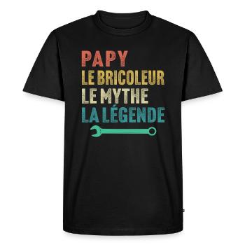 Papy le bricoleur le mythe la légende - T-shirt Premium bio Homme - noir - Devant - Nico (187cm)