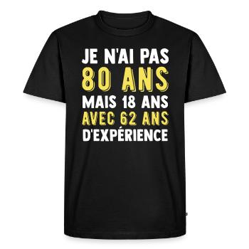Cadeau anniversaire 80 ans t-shirt 80 ans - T-shirt Premium bio Homme - noir - Devant - Nico (187cm)