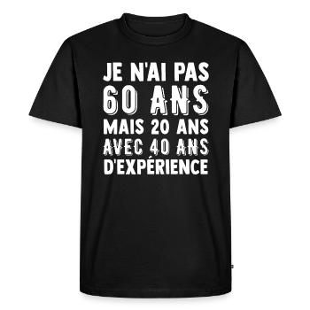 Cadeau anniversaire 60 ans t-shirt 60 ans - T-shirt Premium bio Homme - noir - Devant - Nico (187cm)