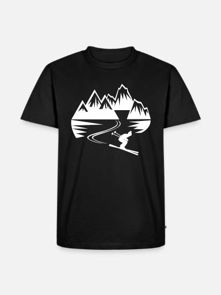 Ski-Skifahrer Berg Wintersport - Männer Premium Bio T-Shirt - Schwarz