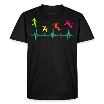 Parkour Free Running Runner Traceur Heartbeat - T-shirt Premium bio Homme - noir - Devant - Nico (187cm)