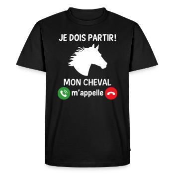 Je dois partir mon cheval m'appelle - T-shirt Premium bio Homme - noir - Devant - Nico (187cm)