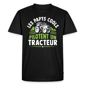 les papys cools pilotent un tracteur - T-shirt Premium bio Homme - noir - Devant - Nico (187cm)