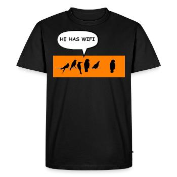 Wireless Birds Wi-Fi Funny Joke. - Men's Premium Organic T-Shirt - black - Front - Nico (187cm)