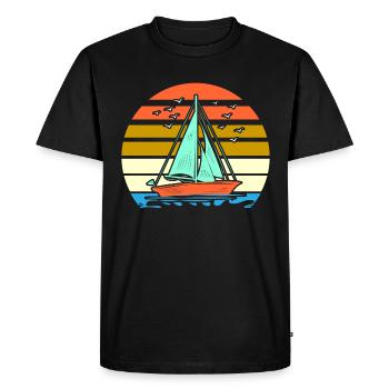 retro bateau à voile t-shirt voilier sailing sail - T-shirt Premium bio Homme - noir - Devant - Nico (187cm)