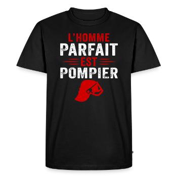 l'homme parfait est pompier t-shirt sapeur-pompier - T-shirt Premium bio Homme - noir - Devant - Nico (187cm)