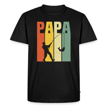 papa pêcheur cadeau papa pêcheur père pêche - T-shirt Premium bio Homme - noir - Devant - Nico (187cm)