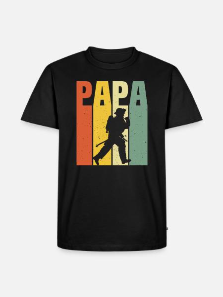 retro papa pompier t-shirt sapeur pompier - T-shirt Premium bio Homme - noir