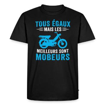 tous égaux mais les les meilleurs sont mobeurs - T-shirt Premium bio Homme - noir - Devant - Nico (187cm)