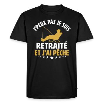 j'peux pas je suis retraité et j'ai pêche pêcheur - T-shirt Premium bio Homme - noir - Devant - Nico (187cm)