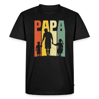 Vater und Tochter - Vater und Sohn, Vater Sohn und Tochter - Männer Premium Bio T-Shirt - Schwarz - Vorne - Nico (187cm)