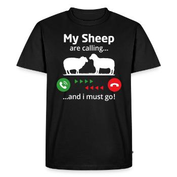 my sheep are calling and i must go - Men's Premium Organic T-Shirt - black - Front - Nico (187cm)