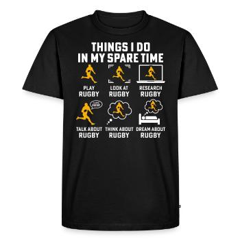things i do in my spare time play rugby - T-shirt Premium bio Homme - noir - Devant - Nico (187cm)