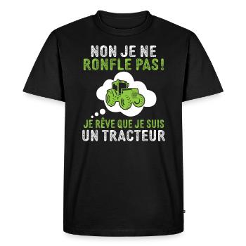 Non je ne ronfle pas je rêve je suis un tracteur - T-shirt Premium bio Homme - noir - Devant - Nico (187cm)