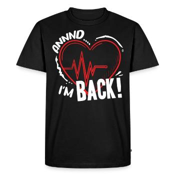 Survivant d’une crise cardiaque - T-shirt Premium bio Homme - noir - Devant - Nico (187cm)