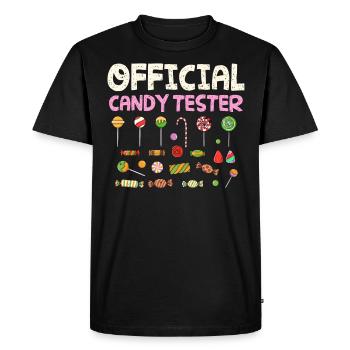 Official candy tester, candy - Men's Premium Organic T-Shirt - black - Front - Nico (187cm)