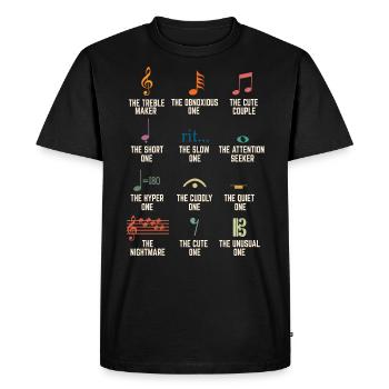 Notes de musique, musiciens - T-shirt Premium bio Homme - noir - Devant - Nico (187cm)