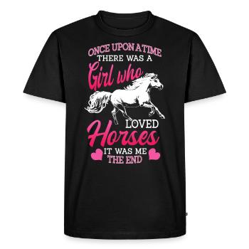 Cheval, chevaux, filles et chevaux - T-shirt Premium bio Homme - noir - Devant - Nico (187cm)