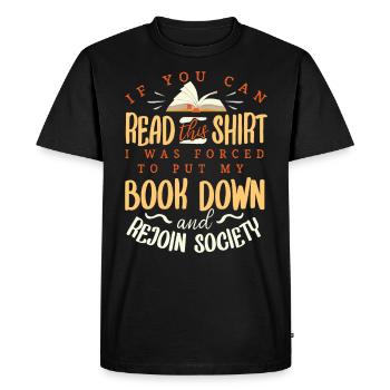 Je lis des livres interdits, des livres, des lecteurs - T-shirt Premium bio Homme - noir - Devant - Nico (187cm)