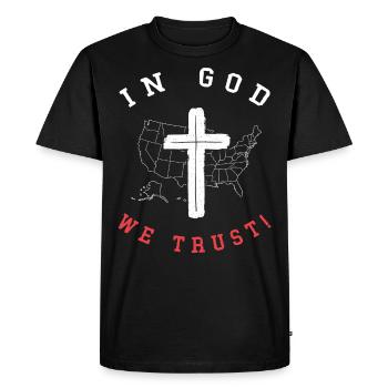 Nous avons confiance en Dieu, croyants chrétiens - T-shirt Premium bio Homme - noir - Devant - Nico (187cm)