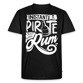 Instant Pirate, Simply Add Rum, Rum Drinker - Men's Premium Organic T-Shirt - black - Front - Nico (187cm)