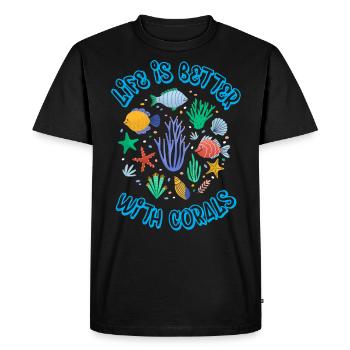 La vie est meilleure avec les coraux, aquariophile - T-shirt Premium bio Homme - noir - Devant - Nico (187cm)