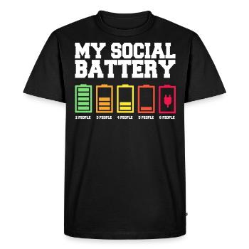 Ma batterie sociale est faible - T-shirt Premium bio Homme - noir - Devant - Nico (187cm)
